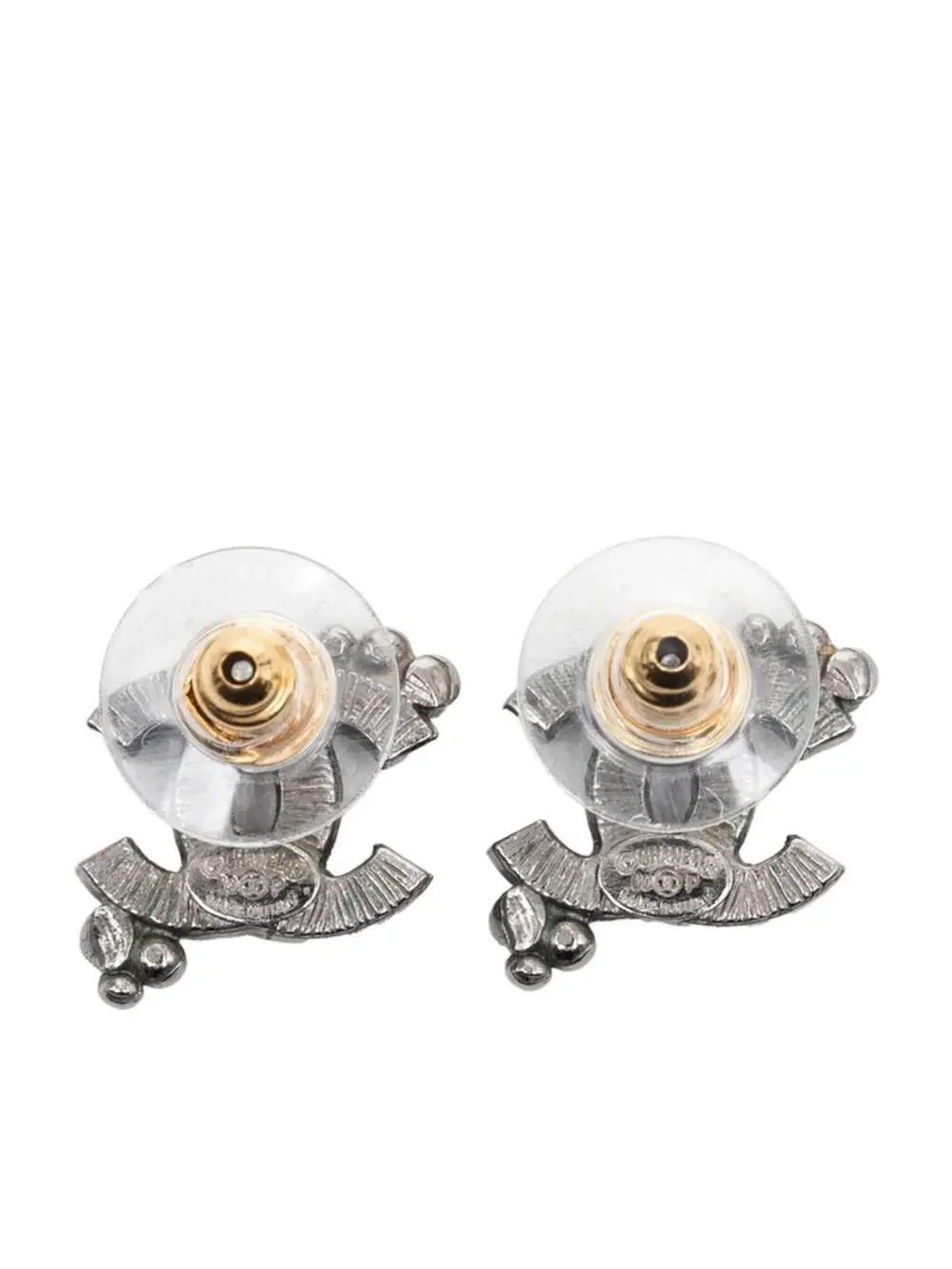 Chanel Cc Logo Stud Earrings Silver- #287780C59B